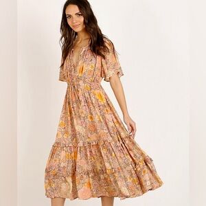 Long Sleeve Smocked Midi Dress